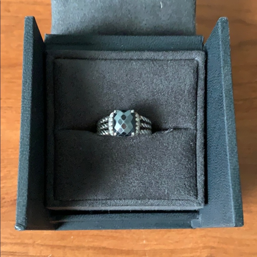 David Yurman Petite Wheaton Ring Hematite Diamonds